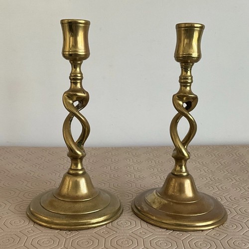 Victorian brass pair barley - pair,
