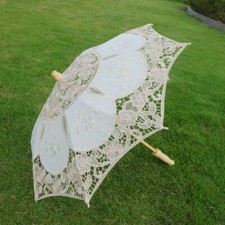 Hollowed Wedding Lace Umbrella Wooden Handle Parasol Umbrella  Women