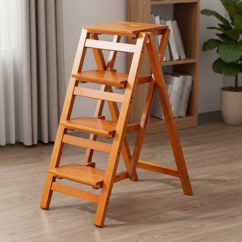 Bamboo ladder stool sturdy - bamboo,