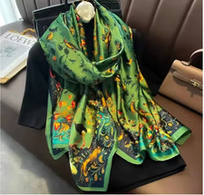 DESIGNER - 100% SILK SCARF FLORAL FLOWER BIRDS Woman Gift  180x90cm