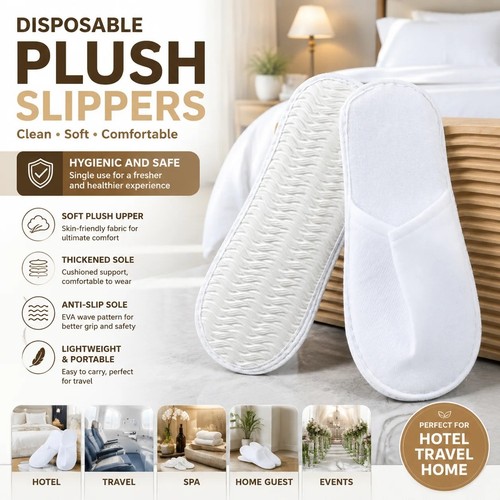 Disposable plush slippers - plush, soft