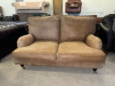 Laura Ashley Tan Real Leather Two Seater Sofa