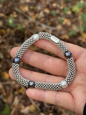 (Up to 16cm)LINKS Of LONDON Effervescence Star 925 Silver Pearl Bracelet Vtg HM