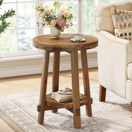 Solid wood side table rustic - side,