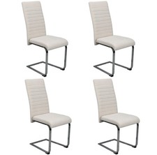 set of 4 Beige Velvet Dining