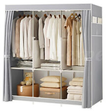 Large Fabric Canvas Wardrobe With Clothes Hanging Rail Shelving Storage Closet
