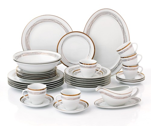35pc gold swirl dinner set - gold,
