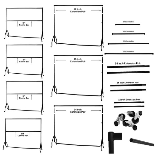 Heavy duty black garment rail - heavy,