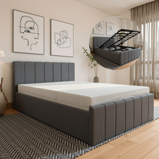 Luxury Plush Velvet Ottoman Bed Frame with Gas Lift Storage, Double & King Sizes