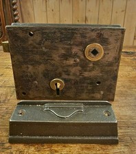 Antique Victorian Brass & Steel Rim Lock  & Cast Iron Keep  L/H Fit c1880