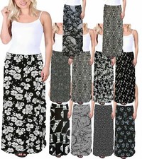 Womens Plus Size Maxi Skirt Ladies Floral Print Full Length Elasticated Waist