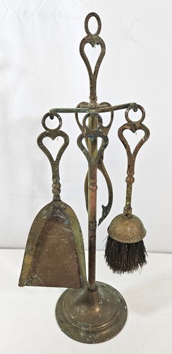Antique brass companion - companion, set