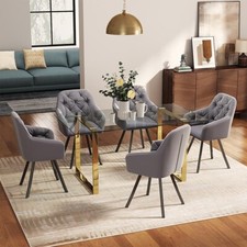 5 7 9-Piece Kitchen Dining Set Glass Top Table 4 6 8 PU Leather Chairs Dinette