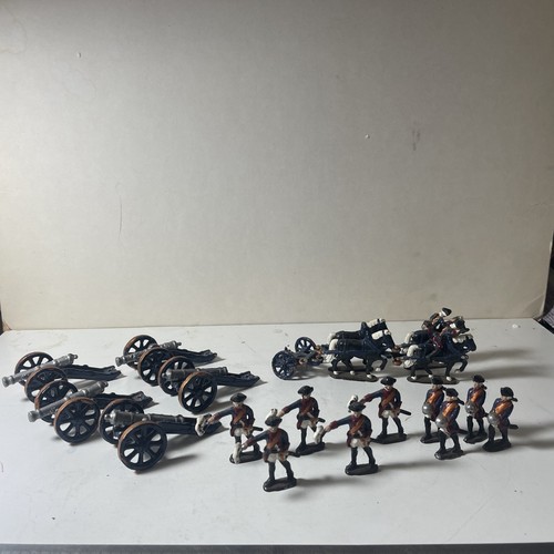 Vintage metal soldiers cannons - vintage,