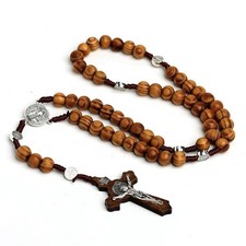 Wooden Rosary Necklace Brown