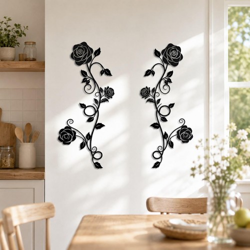 Set black metal - rose, wall