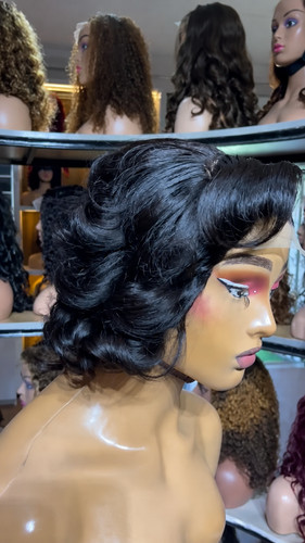 Bouncy hair lace wig human - bouncy,