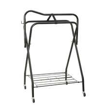 Folding Saddle Rack Trolley Cart (Horse Tack Carrier Rug Rail Hooks)
