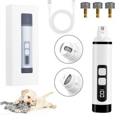 Rechargeable Dog Nail Grinder  2-Speed LED Light Low Noise 3 Grinding Heads NEW