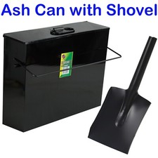 15L Ash Carrier Box Galv Metal Black Hot Fireside Tidy  Bucket Shovel Container