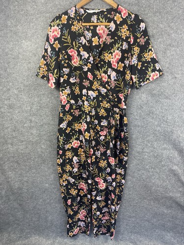Black floral jumpsuit wrap - floral,