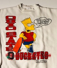 VTG 1990 Bart Simpson The Ohio State Buckeyes NUMERO UNO, MAN Sweat Shirt Logo 7