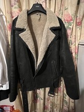 Rare Mens Vintage Aviator Real Shearling Lambskin Flying Jacket UK 46 L-XL.