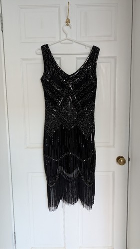 Vintage black tassel dress - vintage,