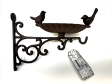 Esschert Design Cast Iron Birdbath with Bracket - Brown (NEW OTHER)