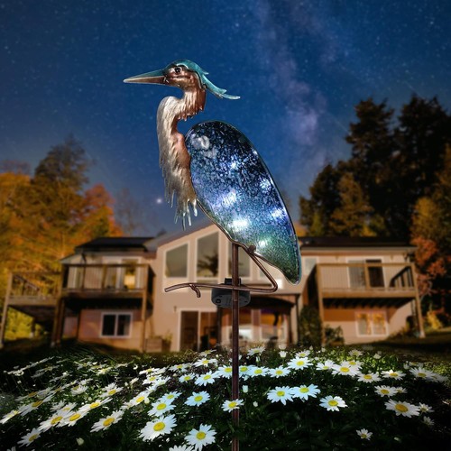 Solar led blue heron - led,