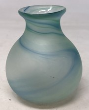 Adrian Sankey Glass Bud Vase 4.5in Tall Blue And Green
