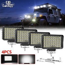 12V 24V 4Bright Square 120W LED Work Lamp Flood Light Tractor Recovery Truck Van
