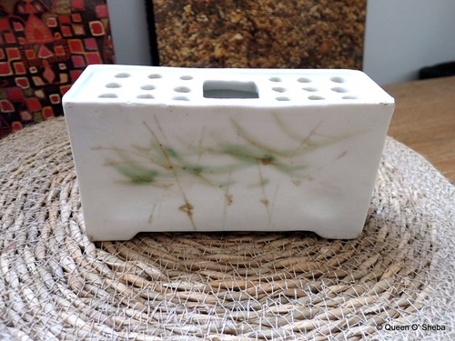 Oriental pottery flower brick - flower,
