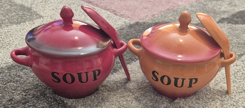Rustic lidded soup - x2,