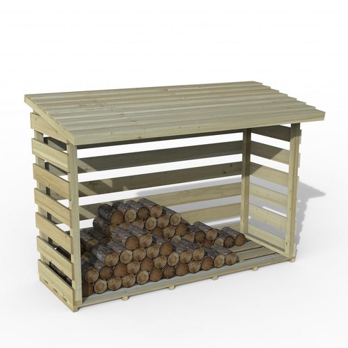 Wooden log store - log, pent