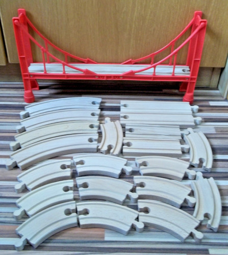Wooden train set track - set, pieces
