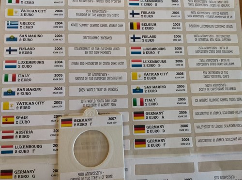 Coin holder labels - , euro