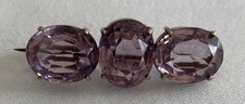 Amethyst Bar Brooch 3 oval