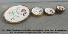 Shoeless Joe Robin & Mistletoe Mango Wood Plates & Bowls - Ideal Christmas Table