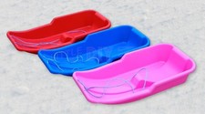Snow Sledges Kids Large Heavy Duty Plastic Sleigh Toboggan Sled Rope Pull Handle
