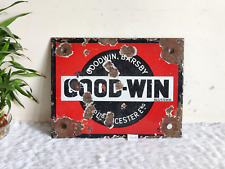 Antique Goodwin Barsby Advertising Enamel Sign Board Old Leicester England EB679