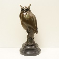 Statue Owl Owl Bird Wildlife Art Deco Style Art Nouveau Style Bronze Signed Scul