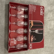 Royal Crystal Rock 24% Lead Crystal Gala Champagne Flutes Boxed Elegant Xmas X6