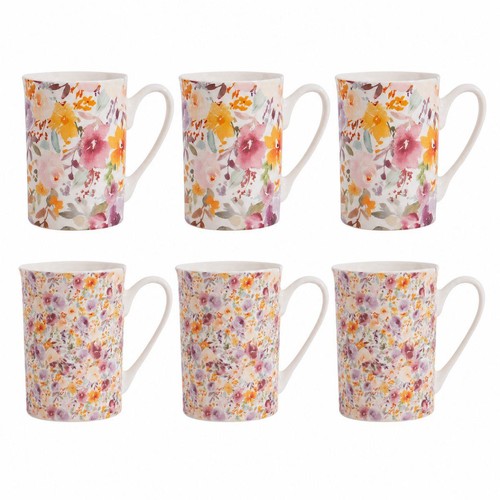 Set floral mugs - of, 6