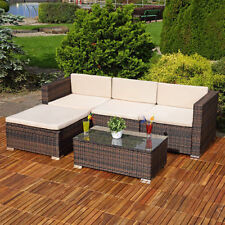RATTAN GARDEN FURNITURE CORNER SOFA SET LOUNGER TABLE OUTDOOR PATIO CONSERVATORY