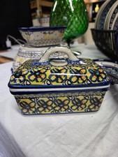 Polish Pottery 5.5" Rectangle Lidded Butter Dish