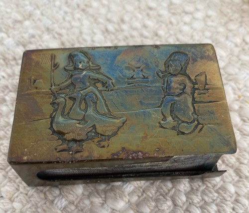 Vintage brass matchbox - vintage, holder