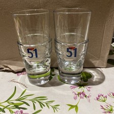 2 x Pastis 51 Waisted Tumbler Glass vint french aperitif  ricard pernod UNUSED 