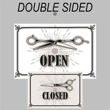 Retro Open and Closed sign double sided 9500 Old Barber Shop Hairdresser design