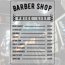 Personalised Barber Shop Price Rate List Sticker Sign Vinyl Window Wall Decal